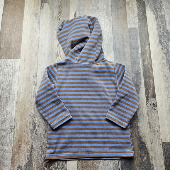 Deux par Deux Bison Buffalo Hoodie 18m Stripes Brown Blue - Picture 6 of 6